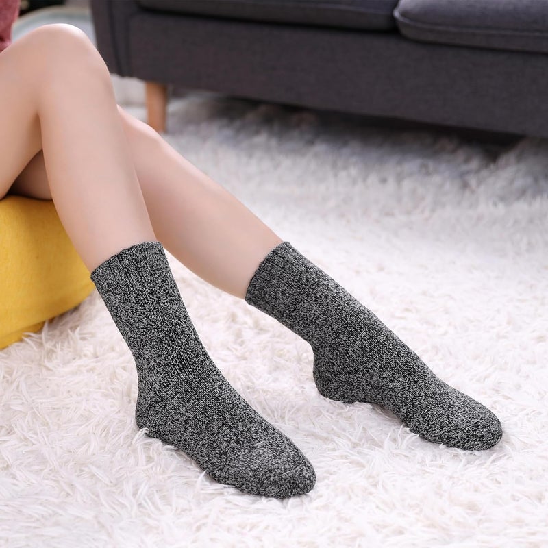 LINEMIN Wool Socks for Women Winter Warm Hiking Thick Warm Cozy Boot Crew Gift Socks 5 Pairs - Image 3